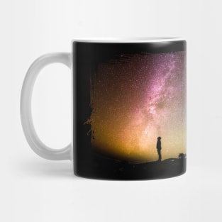 Aurora Night Sky with silhouette people Mug